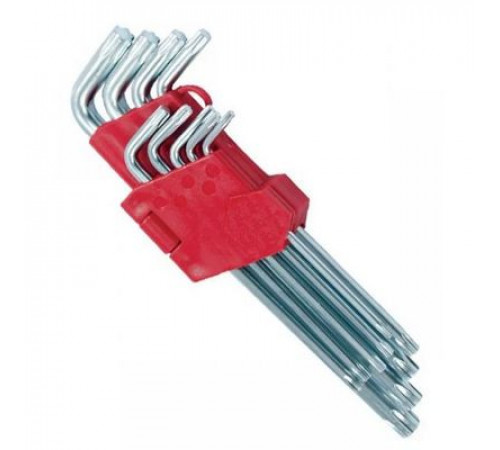 Набор ключей TORX 9пр Т10-Т50 ABTOMTOOL,PROFFI,DIN3124,CrV L-обр,с отверстием,среднее