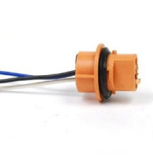 Колодка лампы W21/5W (3 контакта, гнездовая, термостойкий пластик, провода) "ДИАЛУЧ"  T20 socket