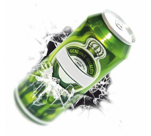 Наклейка "Разбитое стекло (Банка пива)"