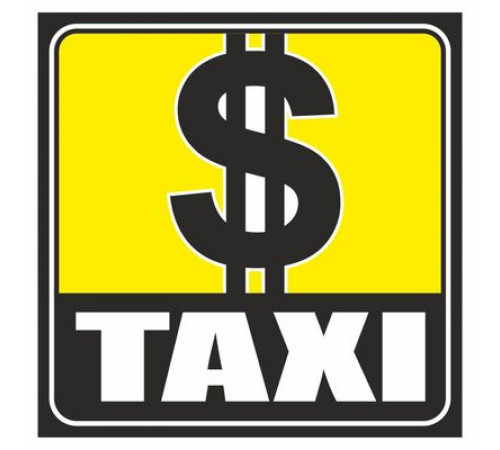Наклейка  желтый квадрат "TAXI"_