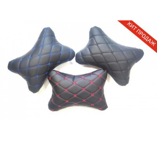 Подушка на подголовник Косточка (черная/ красный ромб)