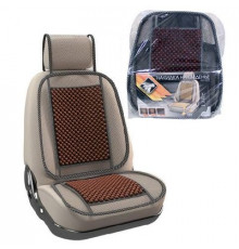 Накидка на сиденье Nova Bright-fusion деревянная массаж. с сеткой и подголовником,черная (131х51см)