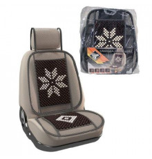 Накидка на сиденье Nova Bright-fusion дер. массаж. с сеткой и подгол.,с рис.,черная(131х51см)