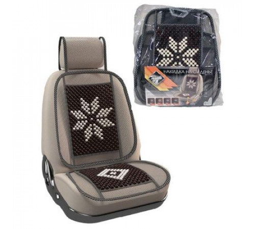 Накидка на сиденье Nova Bright-fusion дер. массаж. с сеткой и подгол.,с рис.,черная(131х51см)