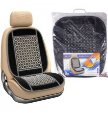 Накидка на сиденье Nova Bright деревянная массажная черная с тканевай вставкой (92х45см)