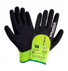 Перчатки теплые зимние из 100% акрил.зеленые, со вспененным латексным покрытием р.10 (XL) VilliPlus