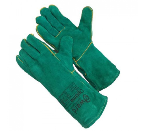 Краги спилковые зеленые Cowsplit Leather Welding Gloves р.11 (XXL) Optimal