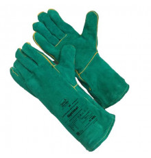 Краги спилковые зеленые Cowsplit Leather Welding Gloves р.11 (XXL) Optimal