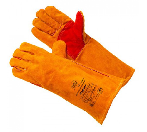 Краги спилковые зеленые длинные Cowsplit Leather Welding Gloves р.11/дл.40см(XXL) Optimal Long