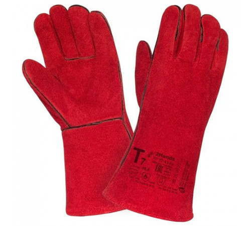 Краги спилковые красные длинные Cowsplit Leather Welding Gloves р.11 (XXL) Norma Long