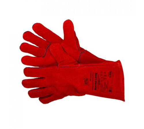 Краги спилковые красные длинные Cowsplit Leather Welding Gloves р.11 (XXL) Norma Long