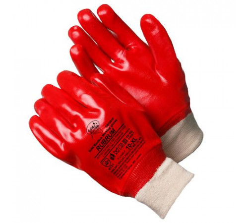 Перчатки МБС с ПВХ покрытием с манжетом-резинкой р.10 (XL) Rubrum (маслобензостойкие)