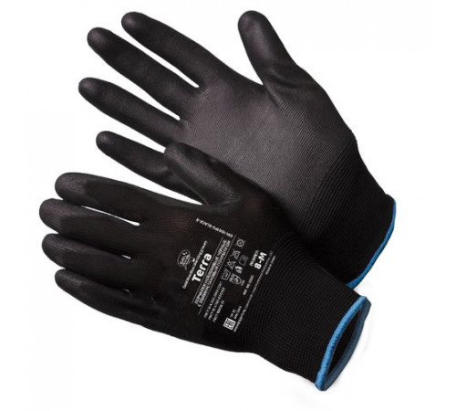 Перчатки нейлоновые черные с полиуретановым покрытием р.9 (L) Terra