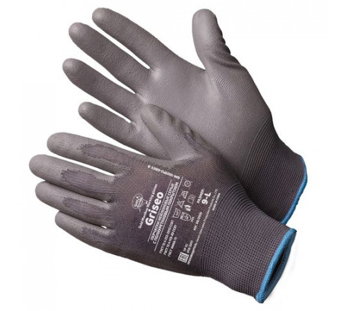 Перчатки нейлоновые серые с полиуритановым покрытием р.9 (L) Griseo