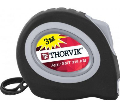 Рулетка с магнитным захватом и автостопом, в обрезиненном корпусе, 3 м / THORVIK