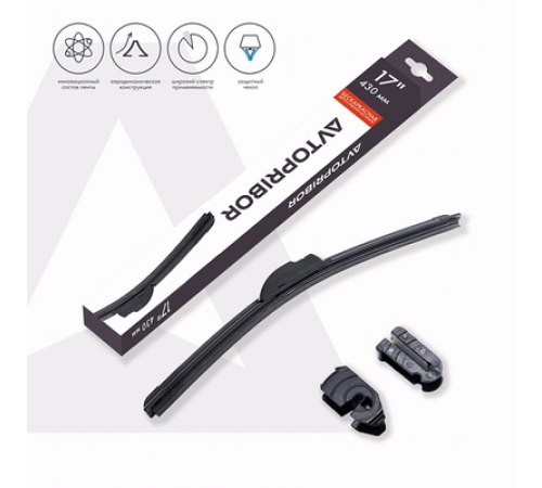 Щетка стеклоочистителя Автоприбор бескаркасная 43см крепление "крючок"