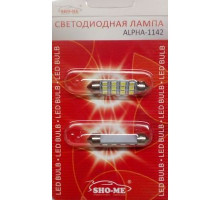 Светодиод C10W 12V 42мм 12SMD белый SHO-ME (к-кт 2шт)