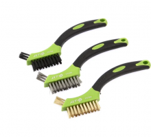 Корщетка-мини набор с прорезиненными рукоятками (латунная, нержавеющая сталь, нейлоновая), 3 шт.ДТ