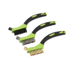 Корщетка-мини набор с прорезиненными рукоятками (латунная, нержавеющая сталь, нейлоновая), 3 шт.ДТ