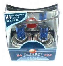 Лампы H4 12V 60/55W P43t к-т BLUE Диалуч белый свет ЛЧ140