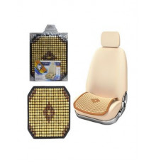 Накидка - коврик на сиденье Nova Bright деревянная массажная бежевая с рисунком,противоск.(42х42 см)