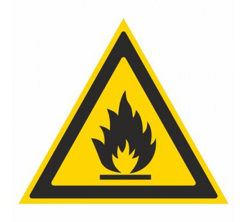 Наклейка Знак "Пожароопасно. Легковоспламеняющиеся вещества", самокл.W 01 "ГОСТ Р 12.4.026-2001