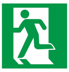 Наклейка Знак  "Выход здесь (левосторонний)", самокл. Е 01-01 "ГОСТ Р 12.4.026-2001_