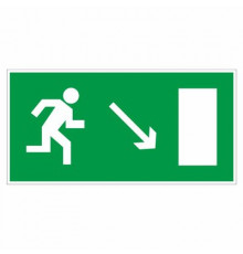 Наклейка Знак "Направление к эвакуационному выходу направо вниз°", самокл. Е 07 "ГОСТ Р 12.4.026-200