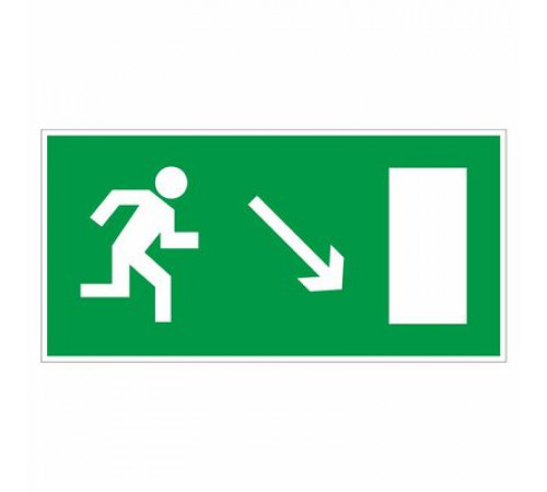 Наклейка Знак "Направление к эвакуационному выходу направо вниз°", самокл. Е 07 "ГОСТ Р 12.4.026-200