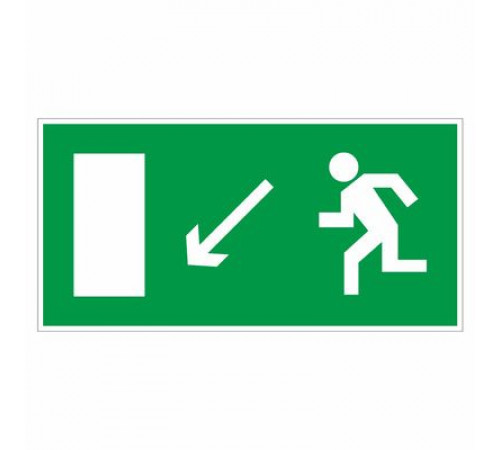 Наклейка Знак "Направление к эвакуационному выходу налево вниз°", самокл.Е 08 "ГОСТ Р 12.4.026-2001_