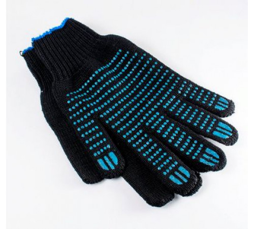 Перчатки ХБ с ПВХ 7 класс 6 нитей ЧЕРНЫЕ г. Иваново ЛЮКС