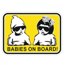 Наклейка "Babies on board (черные очки) цветная, 100*150
