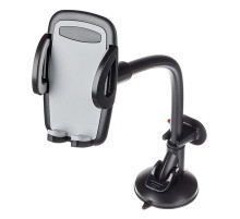 Держатель телефона на лобовое стекло/панель зажимной SKYWAY штанга гибкая 360°