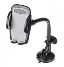 Держатель телефона на лобовое стекло/панель зажимной SKYWAY штанга гибкая 360°