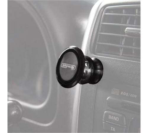 Держатель телефона на панель магнитный SKYWAY круглый Черный/хром