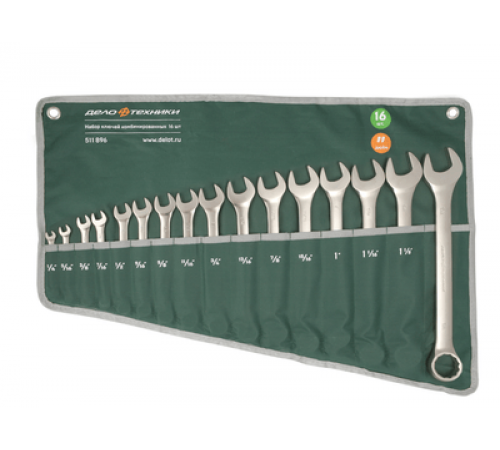 Набор ключей комб. дюймовых 16 шт.планшет тетрон ДТ