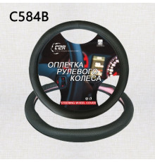 Оплетка на руль C2R (черная) экокожа C584-2XL 47 см (М)