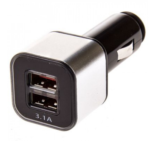 Зарядное устройство (адаптер) 12V USBх2 (1.0+2.1А)  SKYWAY Черный/серебро в коробке