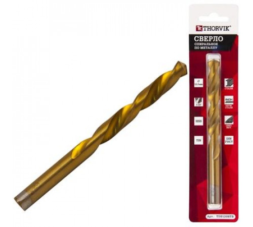Сверло спиральное по металлу HSS TiN в блистере, Ø4.2 мм / THORVIK