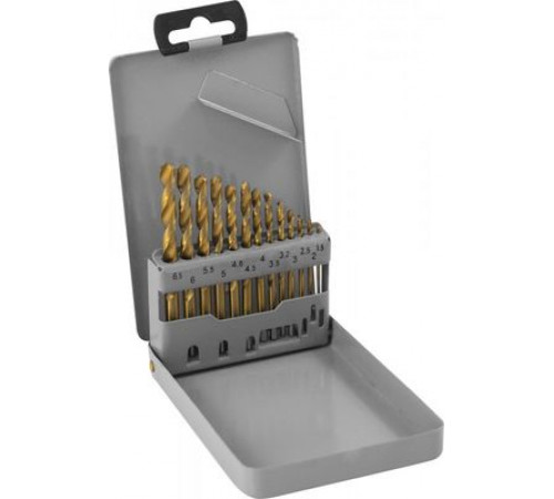 Набор спиральных сверл по металлу HSS TiN в металлическом кейсе, d1.5-6.5 мм, 13 предметов / THORVIK