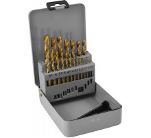 Набор спиральных сверл по металлу HSS TiN в металлическом кейсе, d1.0-10.0 мм, 19 предметов / THORVI