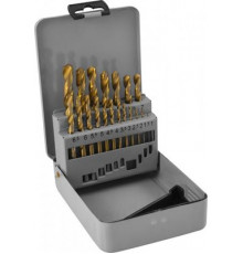 Набор спиральных сверл по металлу HSS TiN в металлическом кейсе, d1.0-10.0 мм, 19 предметов / THORVI