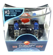 Лампы H3 12V 55W PK22s к-т BLUE Диалуч белый свет ЛЧ168