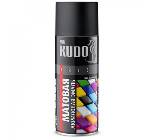 Краска акриловая черная матовая RAL 9005 KUDO аэрозоль 520мл.