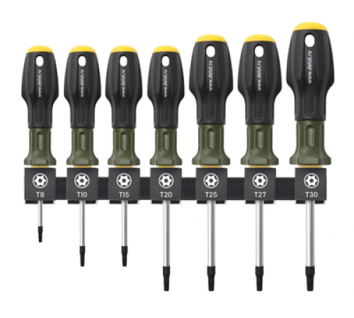 Набор отвёрток TORX с отверстием (T8×60, T10×80,T15×80, T20×100, T25×100, T27×100, T30×100 мм) 7 шту