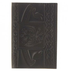 Обложка для паспорта GL-226 натуральная кожа с тиснением, черная ГЛАВДОР