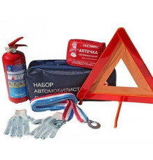 Набор автомобилиста СТАНДАРТ2 (Сумка,огнетушитель,ОП-2железн.с манометром,трос3,5т2петлиБУКСИР) 7630