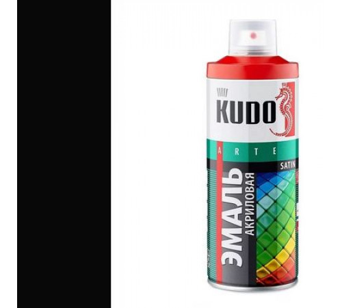 Краска универсальная акриловая черная полуматовая satin RAL 9005 KUDO аэрозоль 520мл.