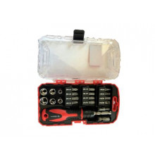 Набор головок и вставок(бит) 33пр. 1/4  с быстродействующей ручкой CrV, пласт коробка АВТОМTOOL