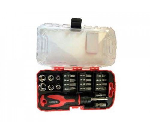 Набор головок и вставок(бит) 33пр. 1/4  с быстродействующей ручкой CrV, пласт коробка АВТОМTOOL